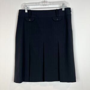 Ann Taylor LOFT Pleated Mini Skirt Size 10 Black Minimalist Lined Belt Loops